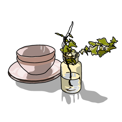 スタッフ・アイビーの花瓶のイラスト